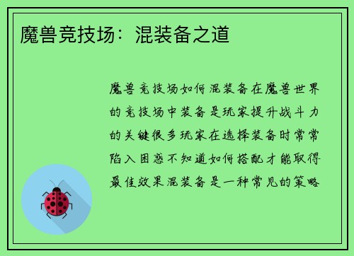 魔兽竞技场：混装备之道